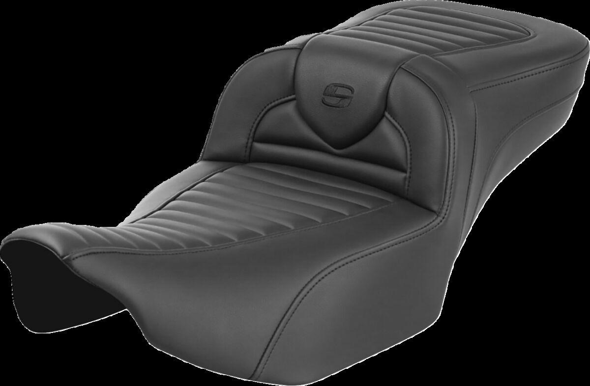 823-07-20300 - Saddlemen Roadsofa Extended Reach Perforated Tuck-n-Roll Seat For Harley Davidson FLHX 1923 2024 - Black