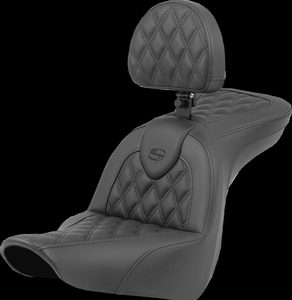 818-29-182BR - Saddlemen Roadsofa Lattice Stitch Seat For Harley Davidson FLSB 1750 2018-2024 - Black