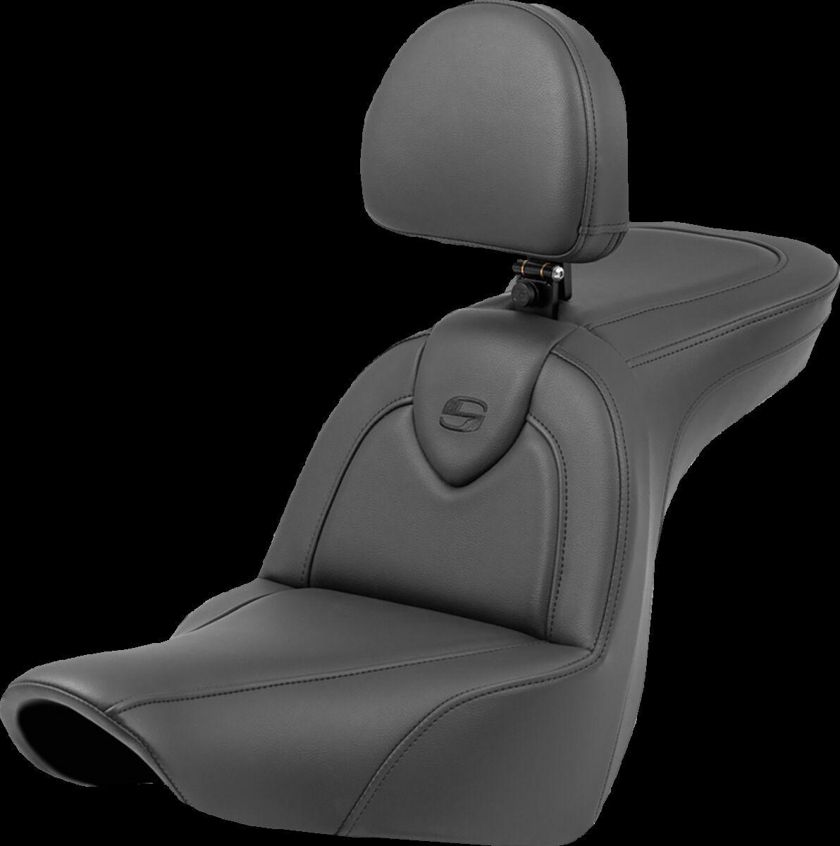 818-29-187BR - Saddlemen Roadsofa Standard Reach Seat With Backrest For Harley Davidson FLSB 1750 2018-2024 - Black
