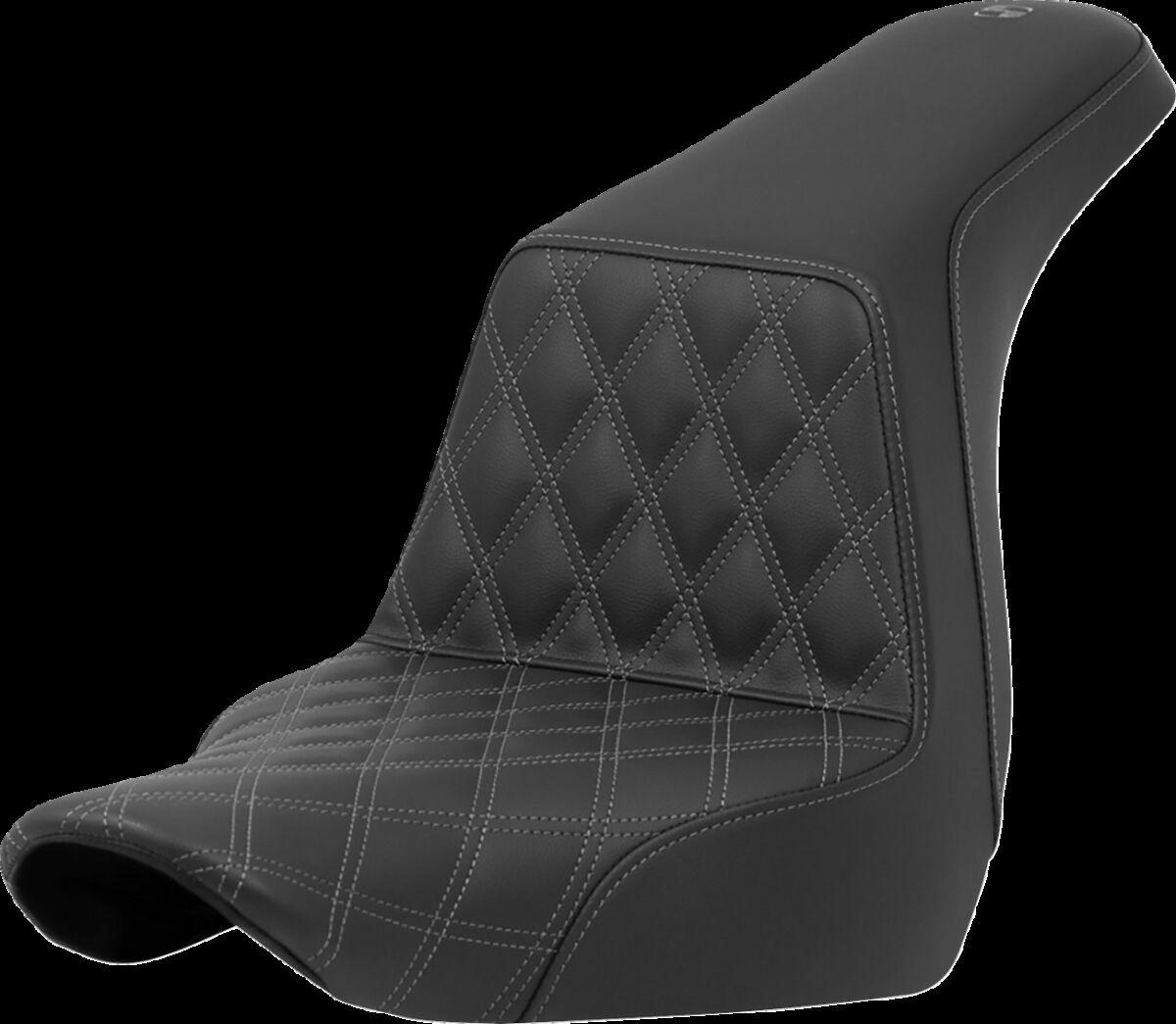 818-29-17202 - Saddlemen Lattice Stitch Step Up Seat For Harley Davidson FLSB 1750 2018-2024 - Black/Grey