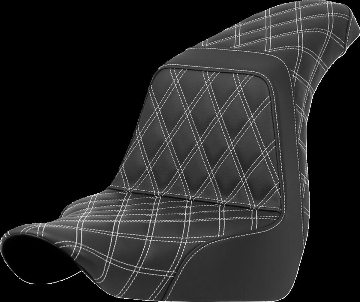 818-29-17506 - Saddlemen Lattice Stitch Step Up Seat For Harley Davidson FLSB 1750 2018-2024 - Black/White