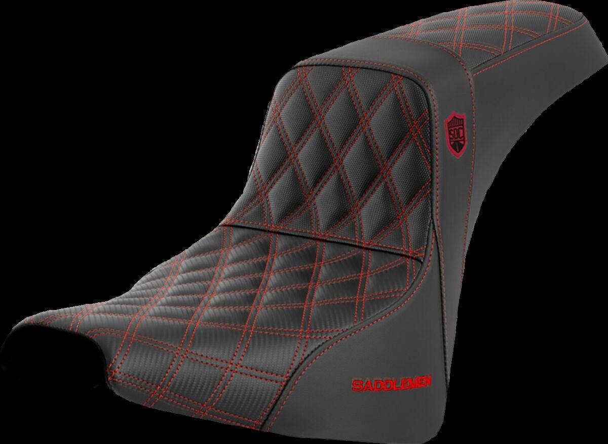 SC81830RED - Saddlemen Pro Series SDC Performance Black Gripper Lumbar Grip Seat For Harley Davidson FXBB 1750 2018-2020 - Black/Red