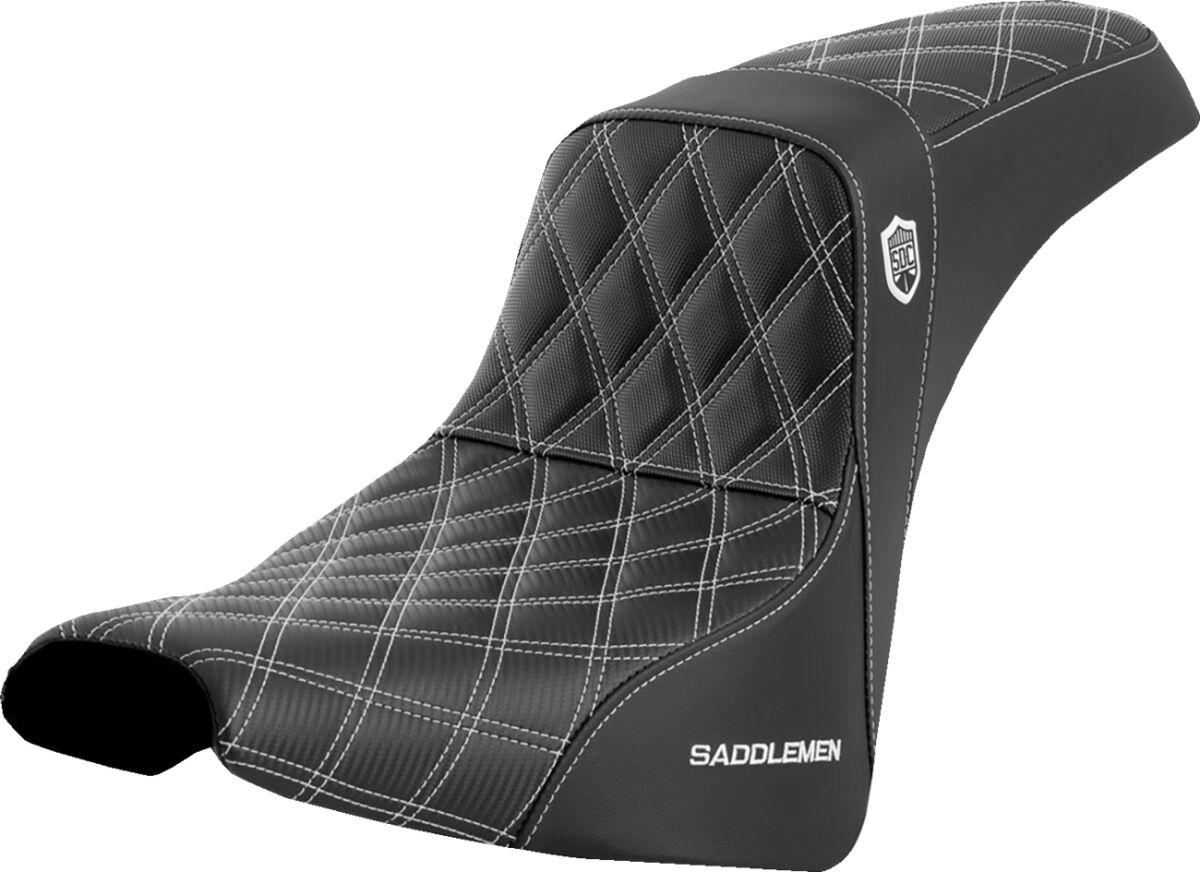 SC81830WHI - Saddlemen Pro Series SDC Performance Carbon Fiber Gripper Seat For Harley Davidson FXBB 1750 2018-2020 - Black/White