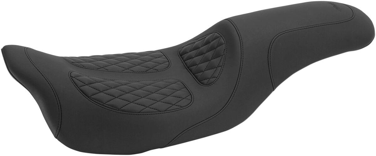 76981 - Mustang Dave Perewitz Signature Series Fastback 2 Up Seat For Harley Davidson FLHR 1584 2008 - Black
