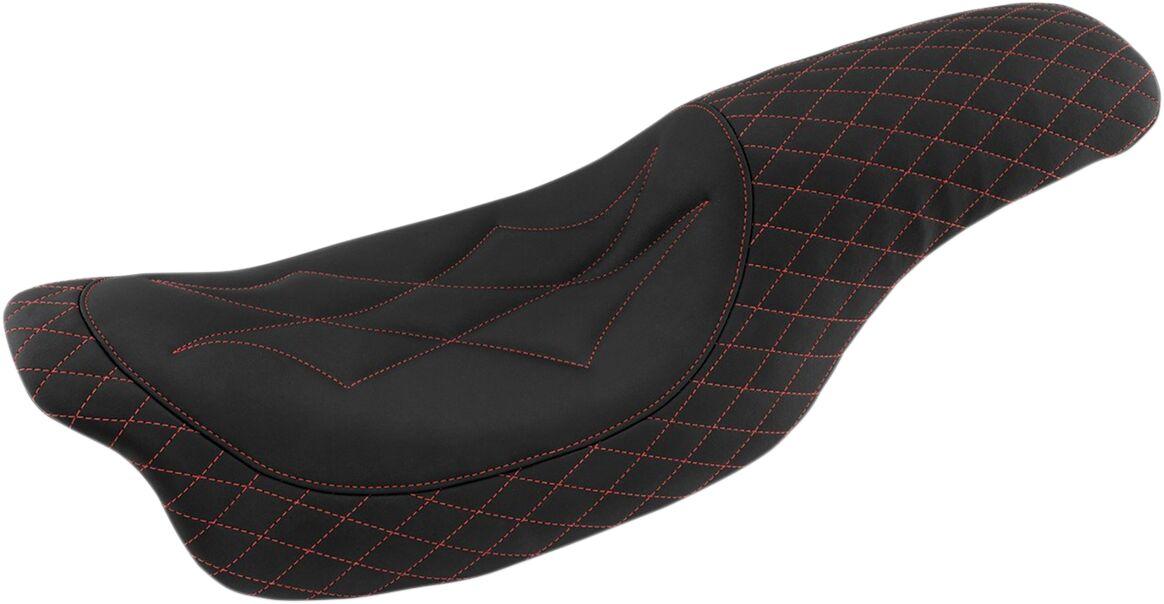 74111AB - Mustang Revere Journey Seat For Harley Davidson FLH 1868 2021 - Black/Red