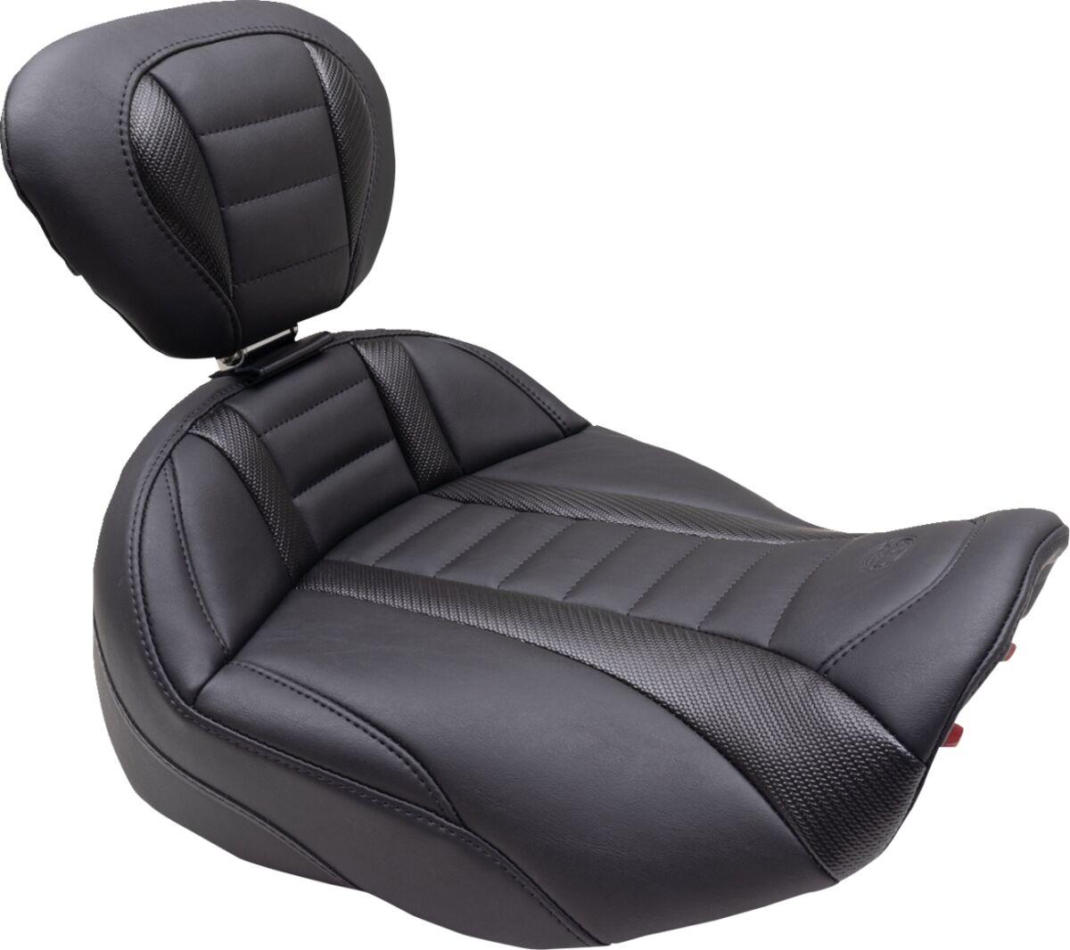 89401 - Mustang Deluxe Touring Solo Seat With Backrest For Harley Davidson FLHTK 1868 2023-2024 - Black/Grey