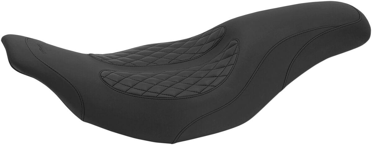 76983 - Mustang Dave Perewitz Signature Series Fastback 2 Up Seat For Harley Davidson FLHT 1340 1997-1998 - Black