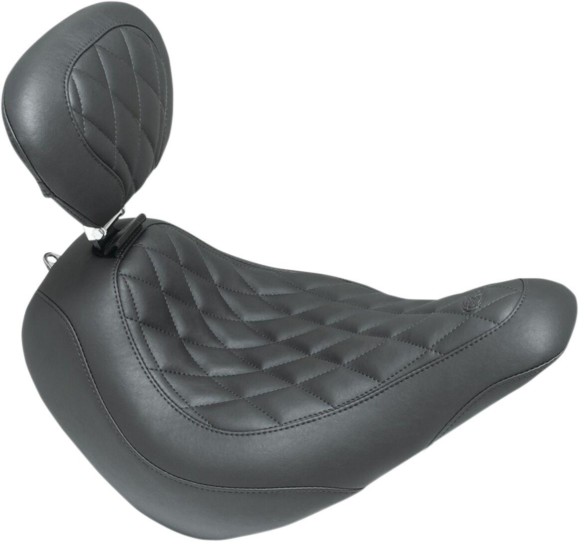 83043 - Mustang Wide Tripper Diamond Seat With Backrest For Harley Davidson FLSB 1750 2018-2021 - Black