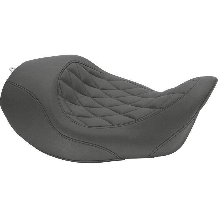 76710 - Mustang Wide Tripper Forward Solo and Rear Seat For Harley Davidson FLD 1690 2014-2016 - Black
