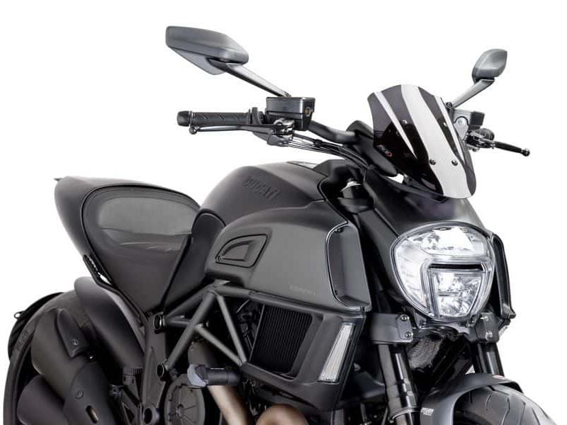 7592F - Puig New Generation Adjustable Sport Screen For Ducati Diavel 1200 2014-2016 - Dark Smoke