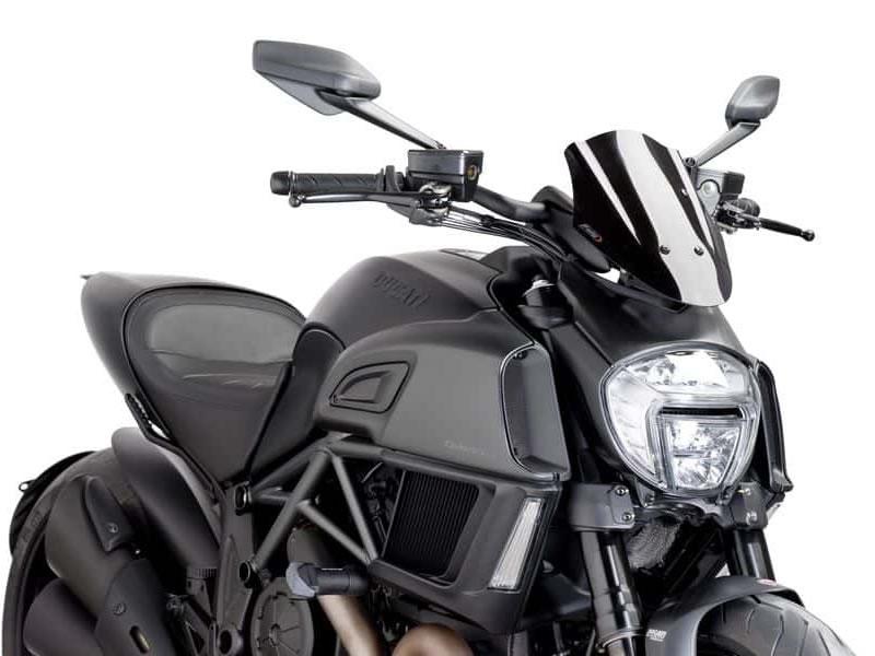 7592N - Puig New Generation Adjustable Sport Screen For Ducati Diavel 1200 2014-2016 - Black