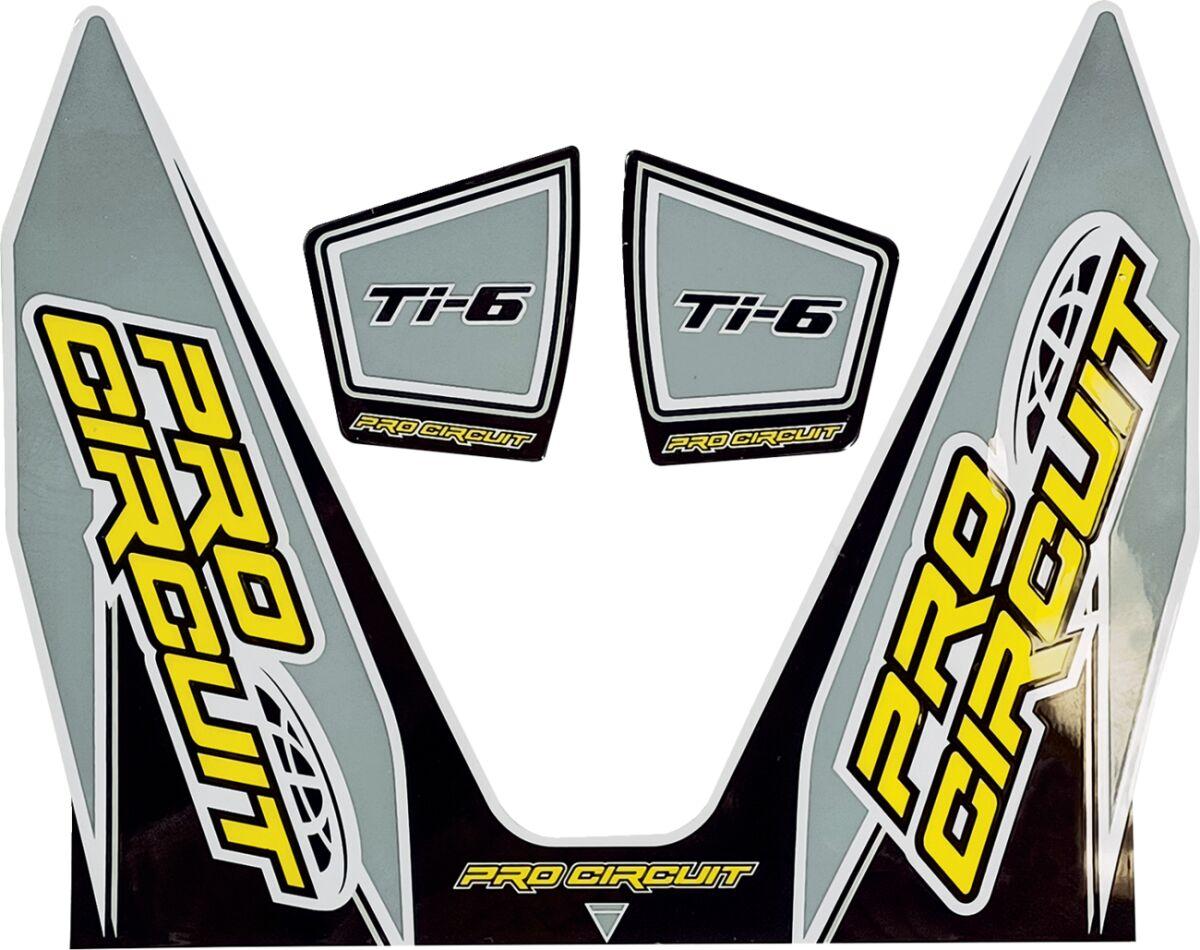 DC22TI6-GRAY - Pro Circuit Ti-6 Exhaust Decals - Black/Grey/White/Yellow