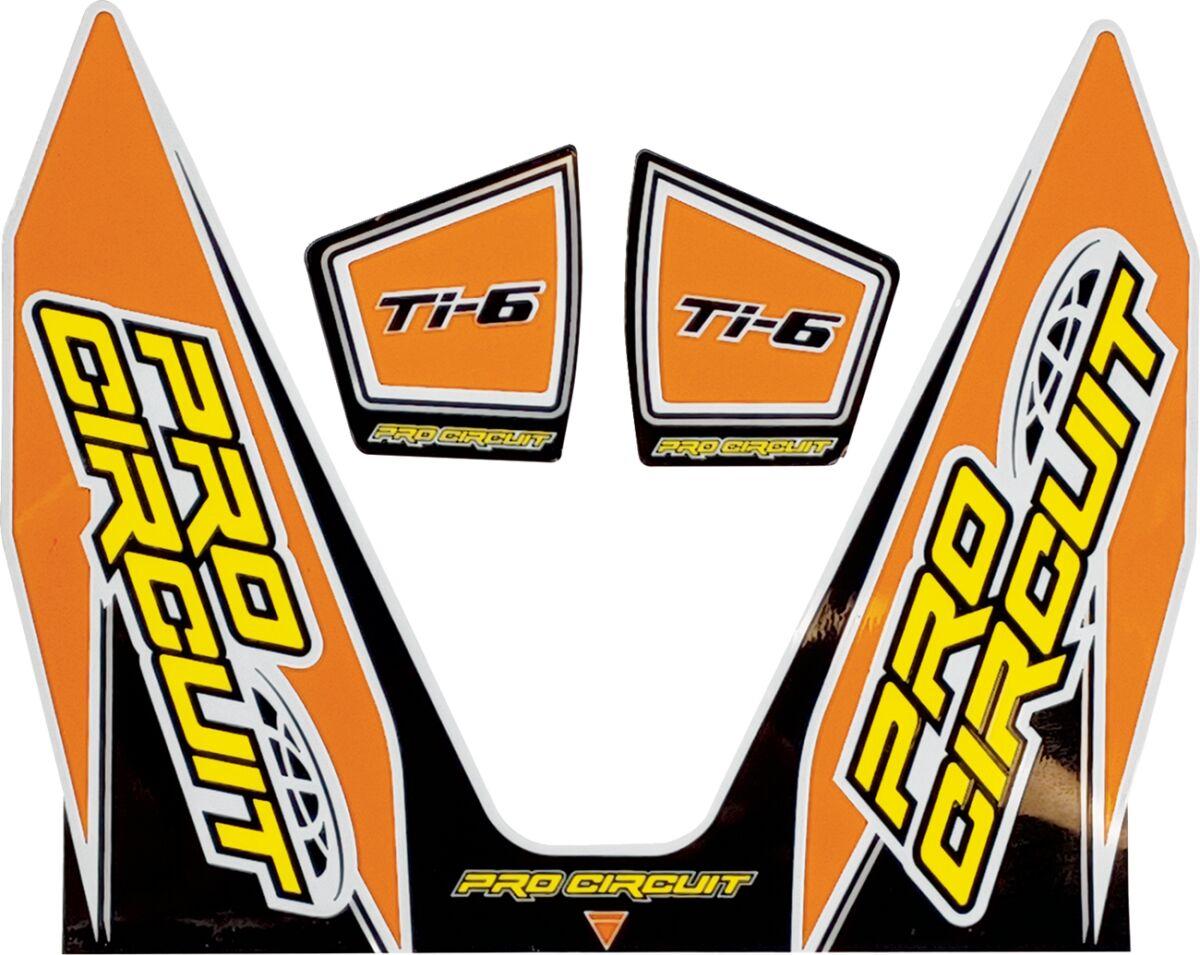DC22TI6-ORANGE - Pro Circuit Ti-6 Exhaust Decals - Black/Orange/White/Yellow