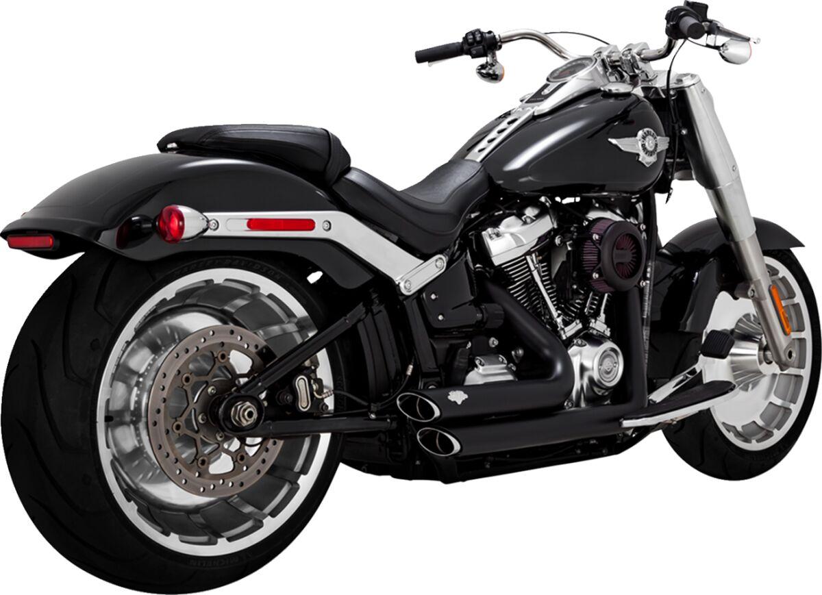 47335 - Vance & Hines Shortshots Staggered Exhaust System For Harley Davidson FLFB 1750 2018-2020 - Black