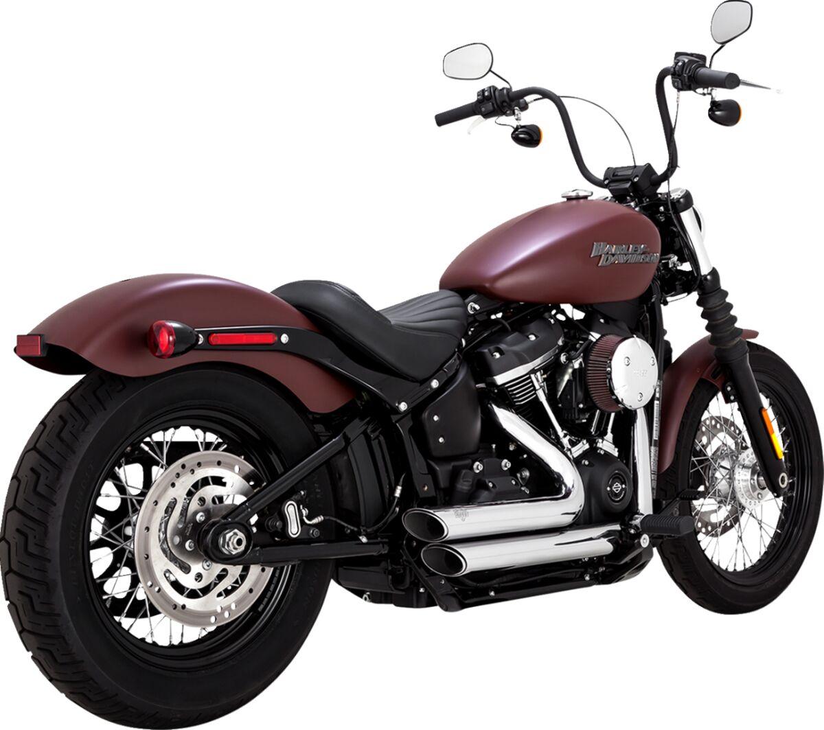 17333 - Vance & Hines Shortshots Staggered Exhaust System For Harley Davidson FLDE 1750 2018-2020 - Chrome