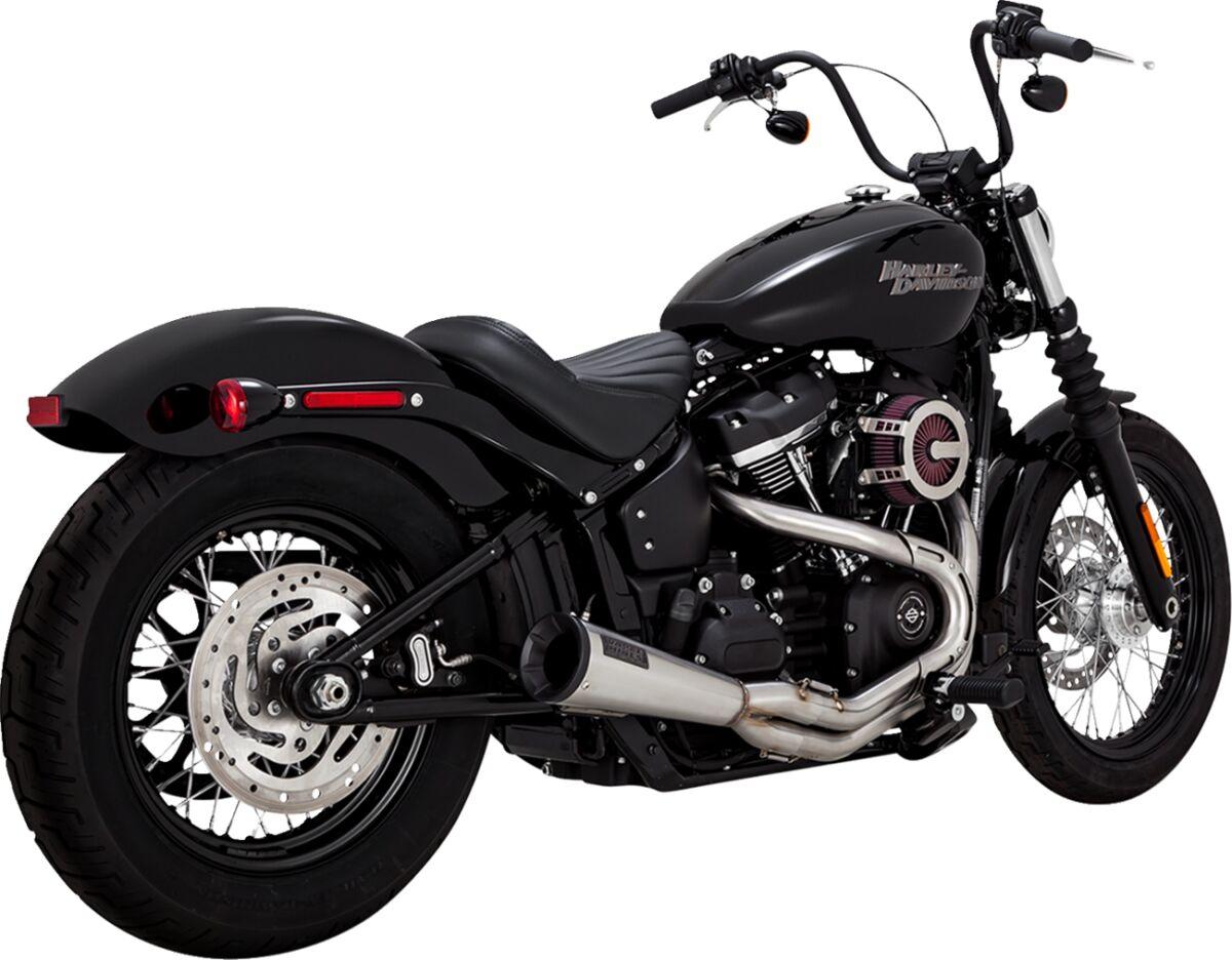 27323 - Vance & Hines 2 Into 1 Upsweep Exhaust System For Harley Davidson FLDE 1750 2018-2020 - Brushed
