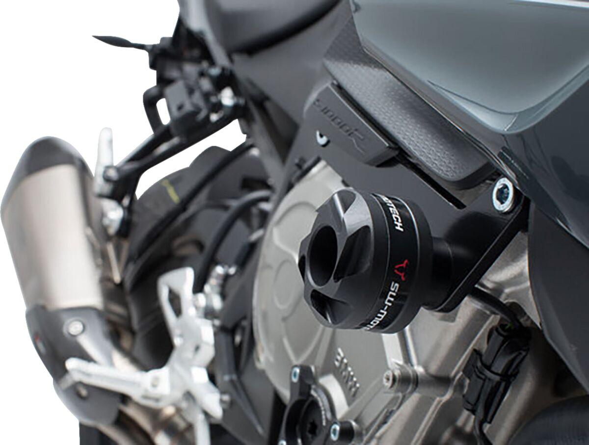 STP.07.865.10000/B - SW Motech Round Frame Sliders - BMW S 1000 R 2016-2020 - Black/Silver