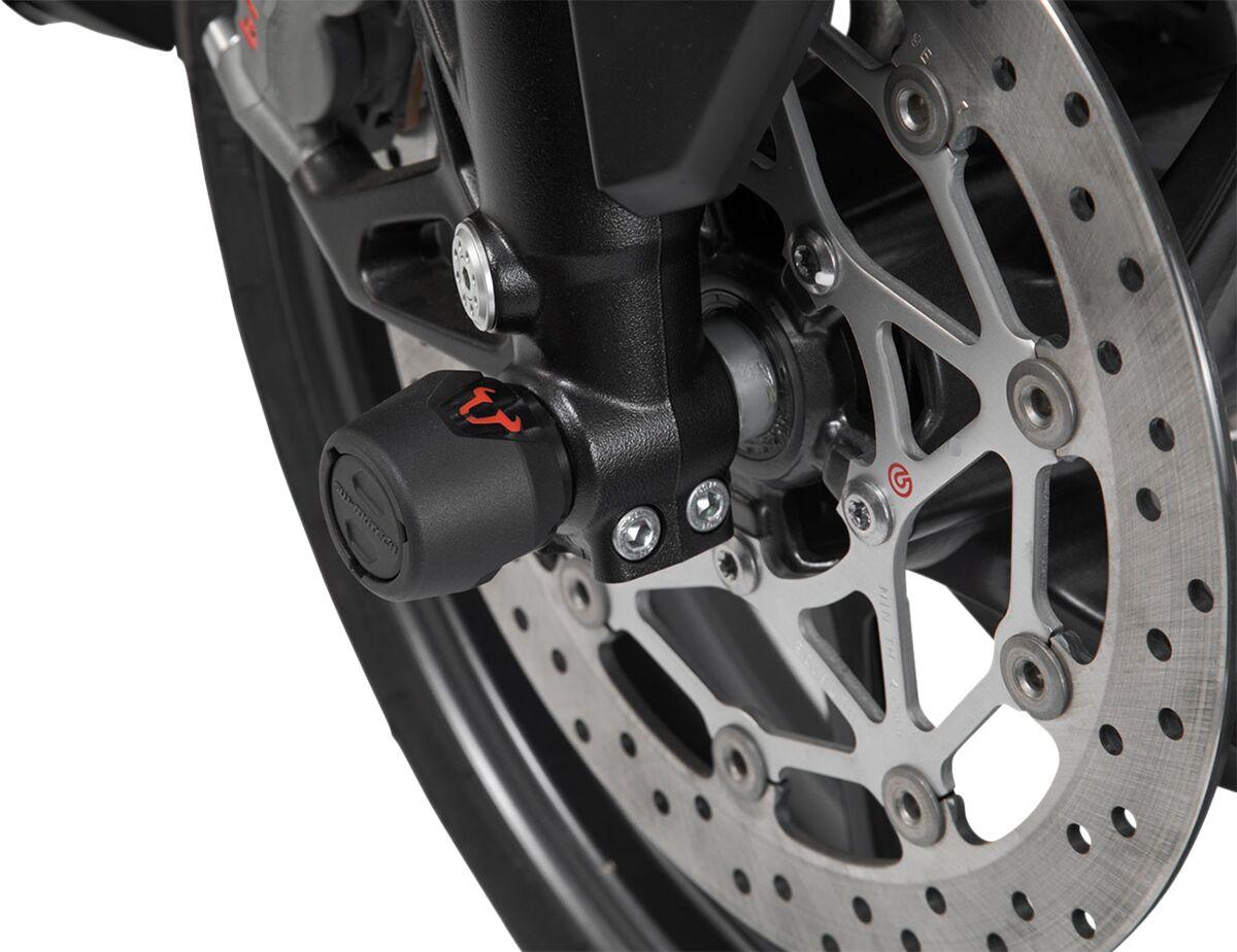STP.17.176.10001/B - SW Motech Front Axle Slider Set - Moto Guzzi V85 850 TT 2018-2024 - Black