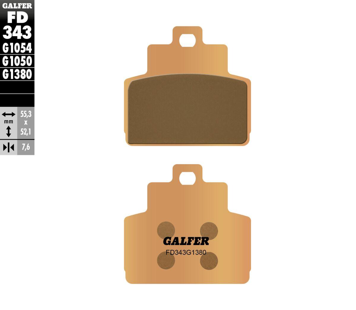 FD343G1380 - Galfer HH Sintered Scooter Brake Pads For Vespa GTS 300 HPE ABS 2021-2024 Rear