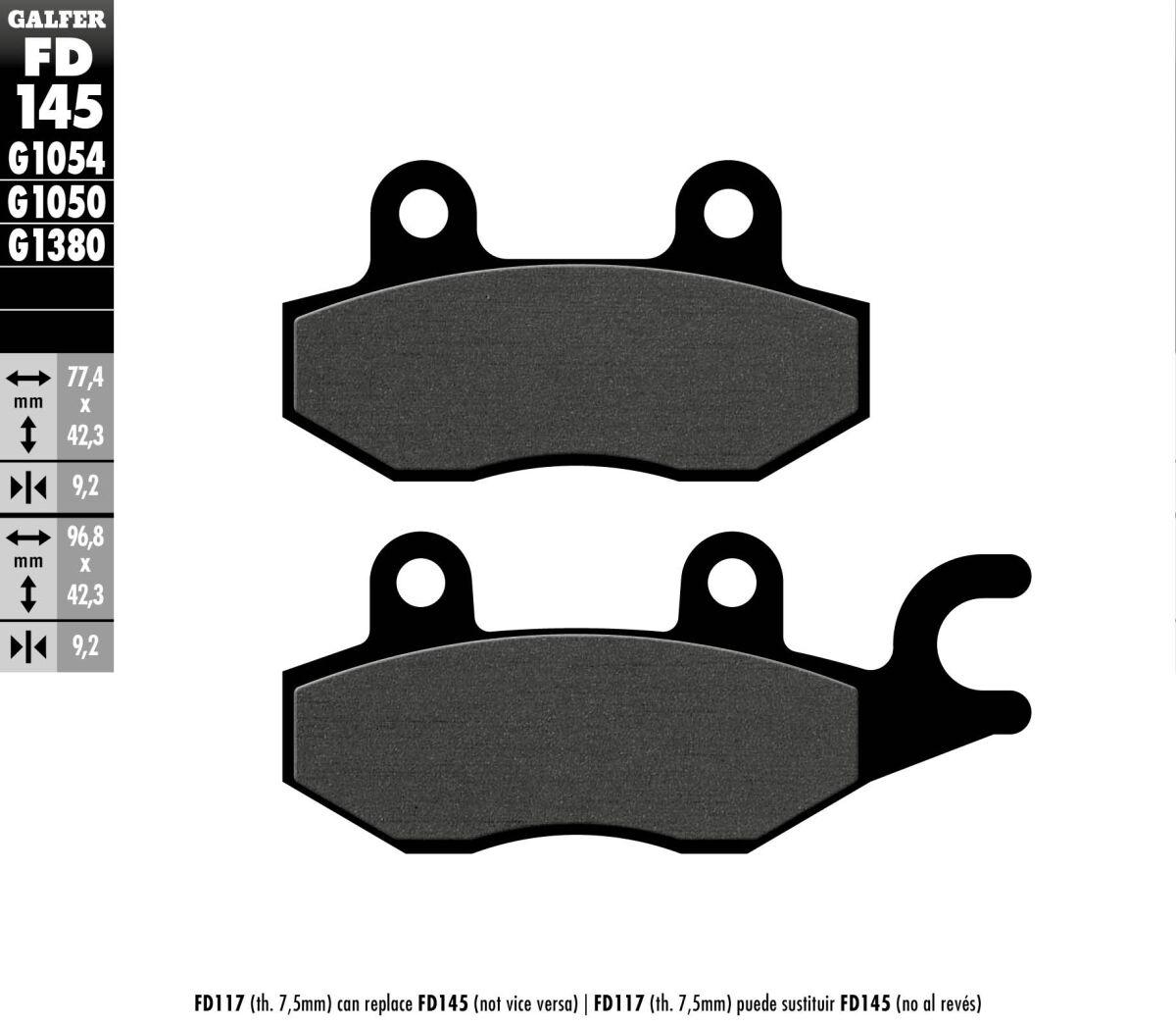 FD145G1050 - Galfer Organic Semi Metal Scooter Brake Pads For Kymco Agility 125 CBS 2021-2024 - Rear