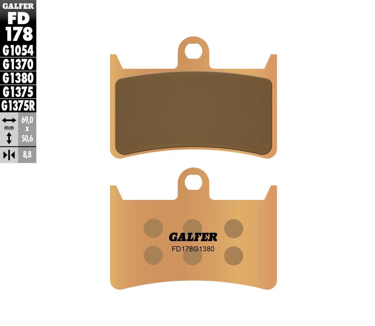 FD178G1380 - Galfer HH Sintered Scooter Brake Pads For Yamaha FZ6 600 N ABS 2007-2008 - Front