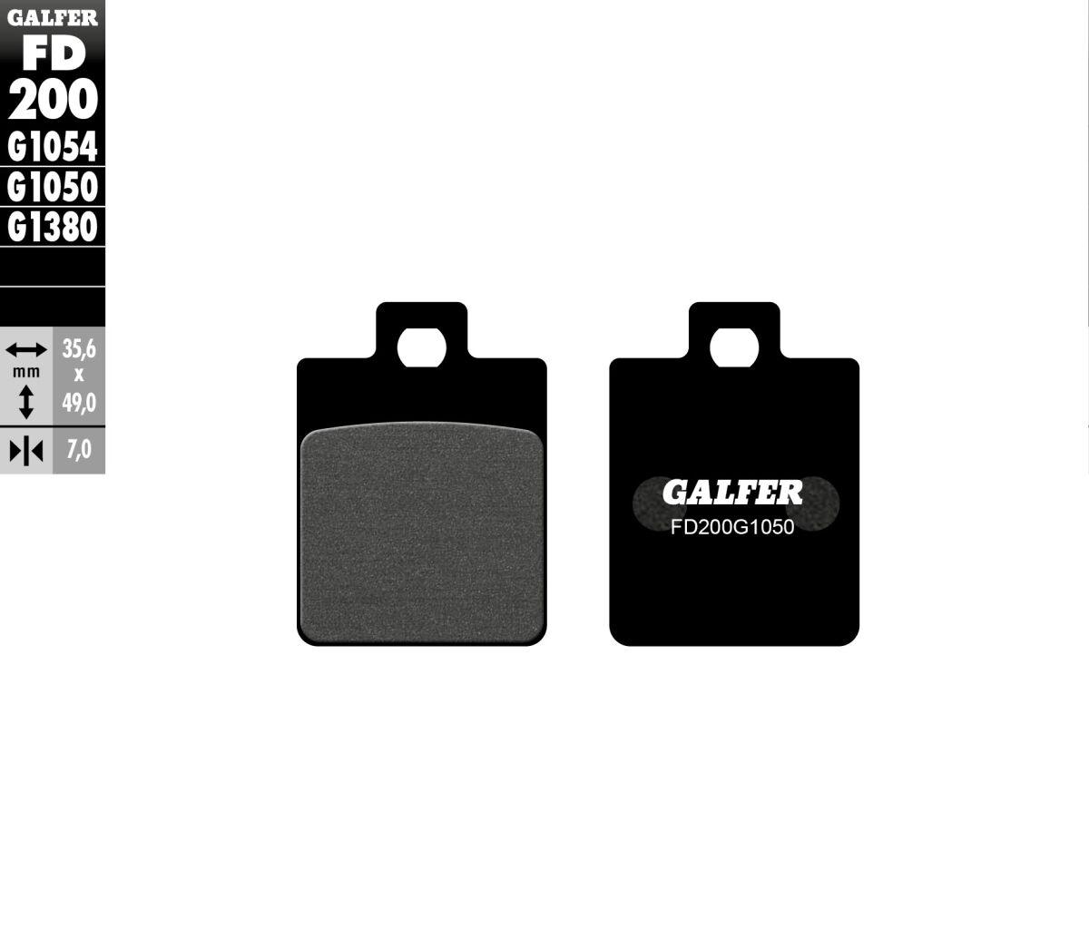 FD200G1050 - Galfer Organic Semi Metal Scooter Brake Pads For Benelli 491 50 LC 1998-2001 - Front