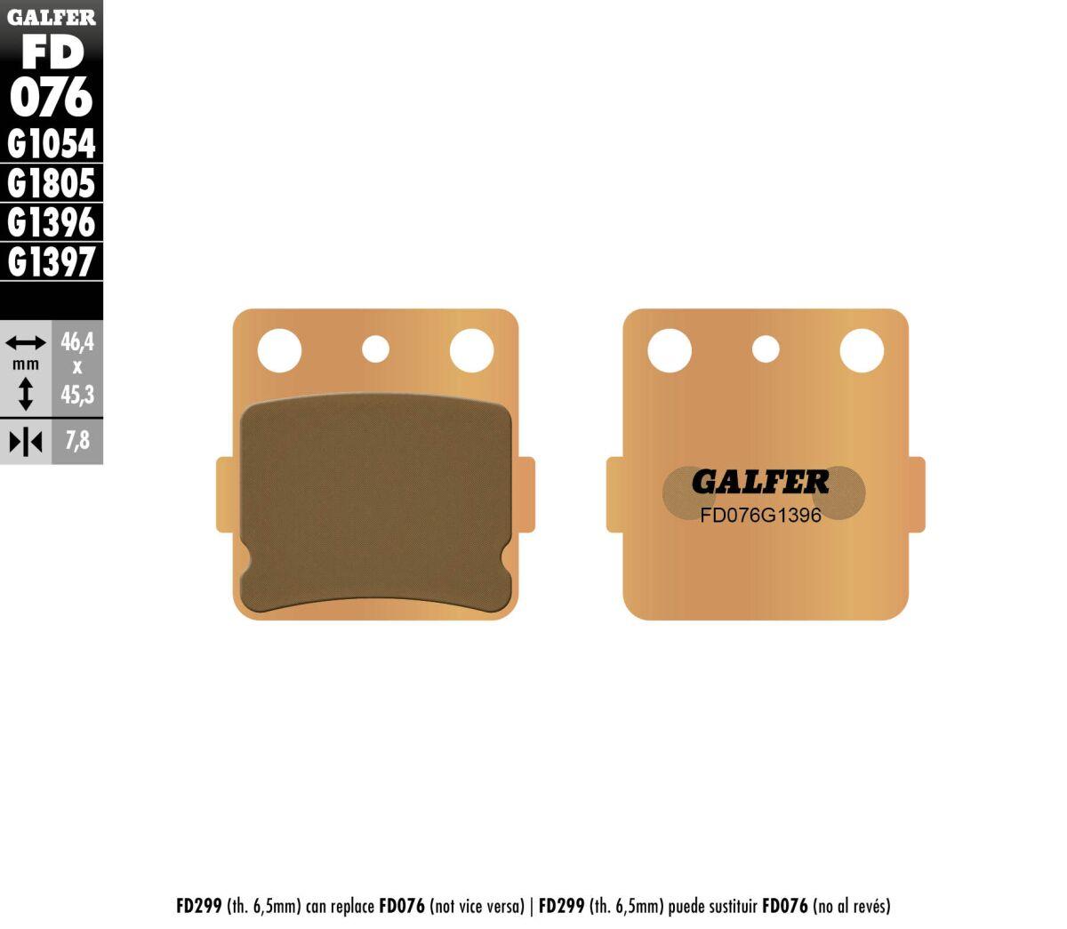 FD076G1396 - FD076G1396 - Galfer HH Sintered Rear Brake Pads - Yamaha YFS200SE 2006