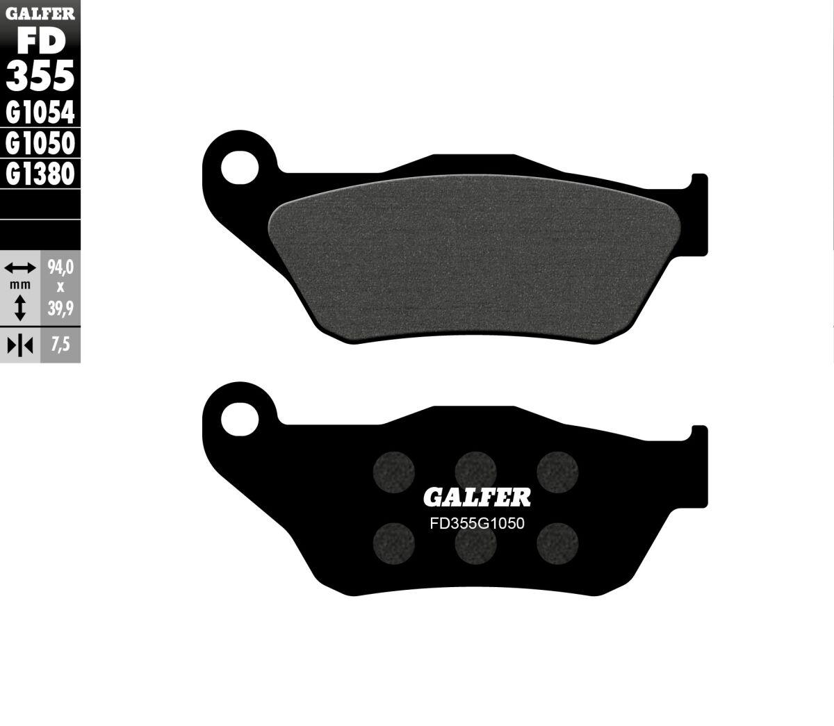 FD355G1050 - Galfer Organic Semi Metal Scooter Brake Pads For MBK CityLiner 125 2009-2013 - Front