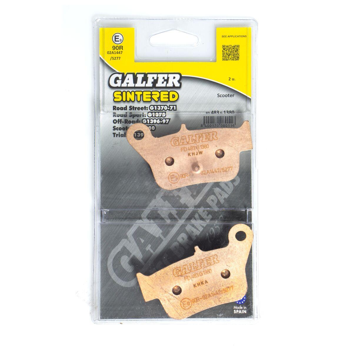 FD483G1380 - Galfer HH Sintered Scooter Brake Pads For Sym MaxSYM 400 I ABS 2012-2016 & 2019 Rear