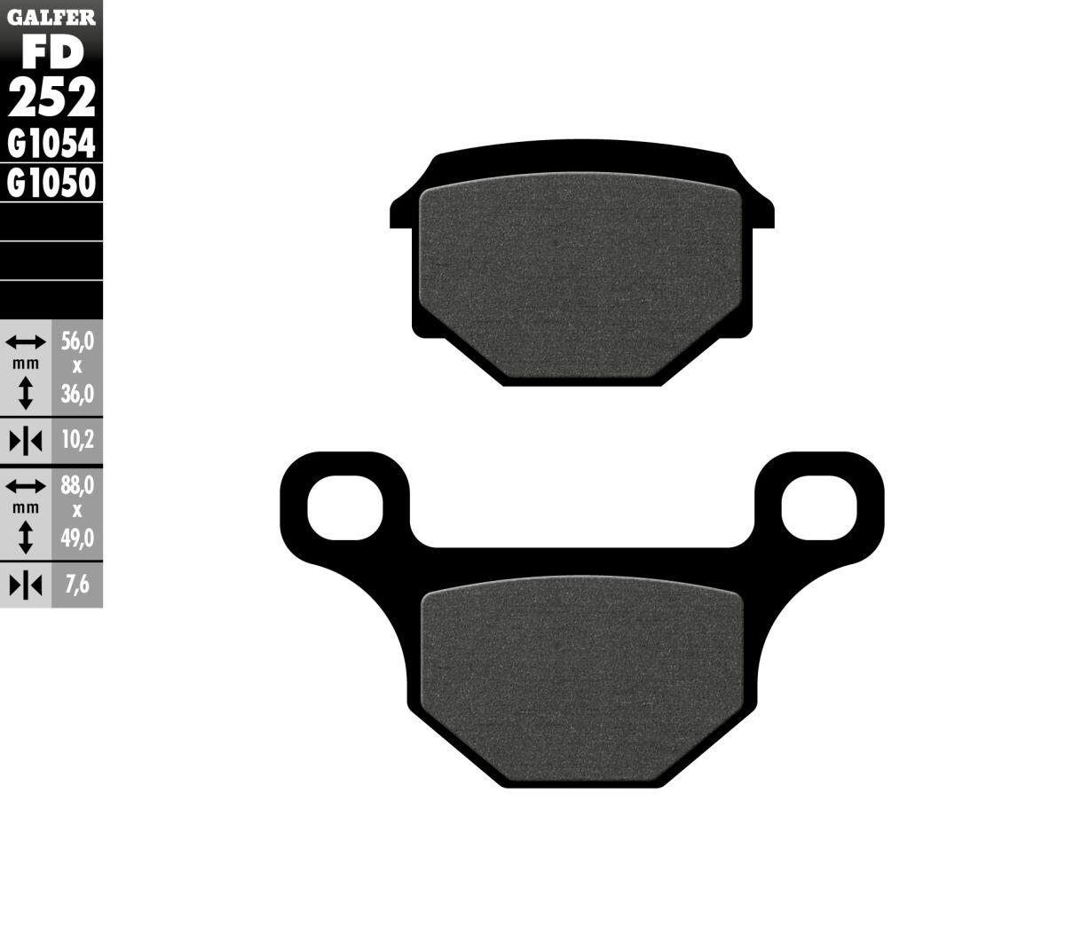 FD252G1050 - Galfer Organic Semi Metal Scooter Brake Pads For Derbi GPR 125 4V 2010-2013 - Rear