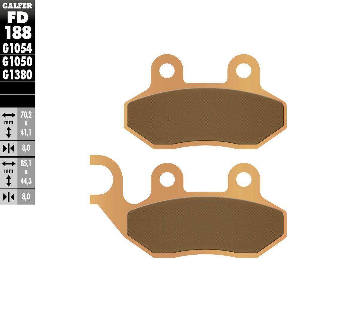 FD188G1380 - Galfer HH Sintered Scooter Brake Pads For TGB 101R 50 2006-2011 - Front