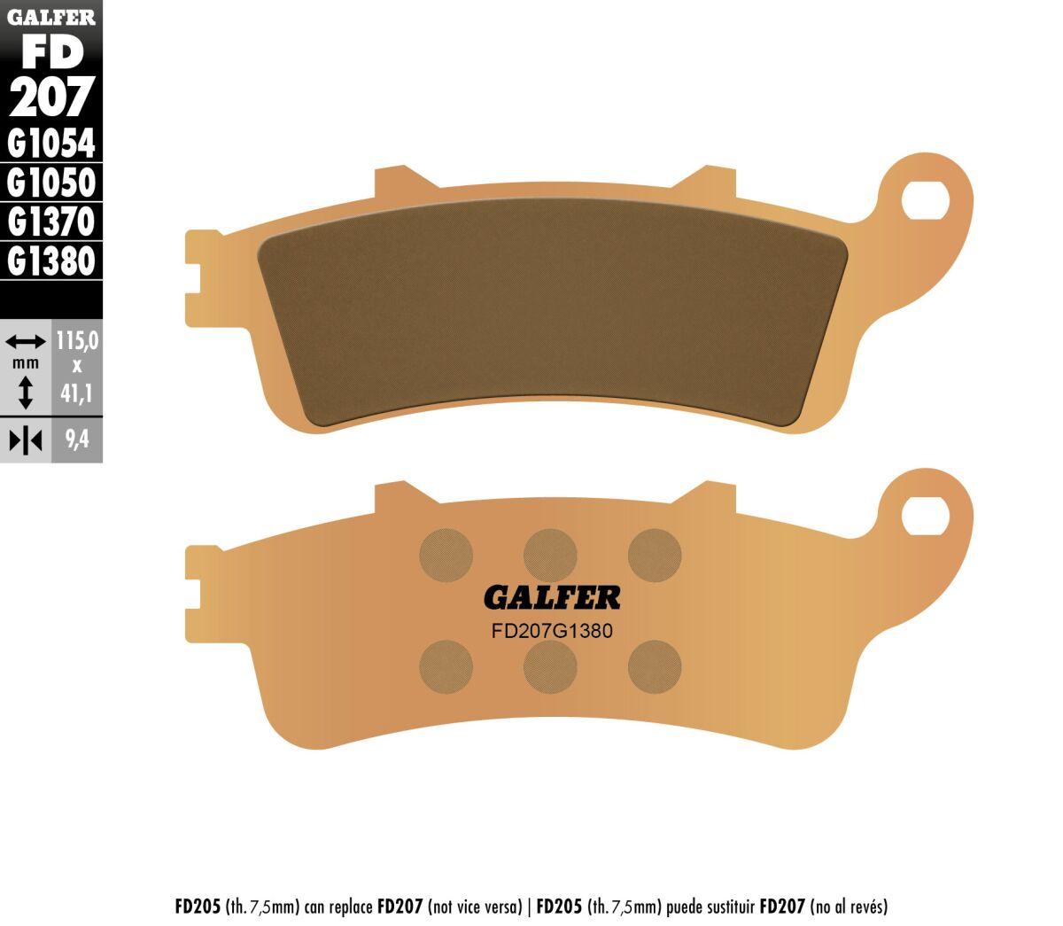 FD207G1380 - Galfer HH Sintered Scooter Brake Pads For Honda CB 1100 SF 2000-2003 - Rear