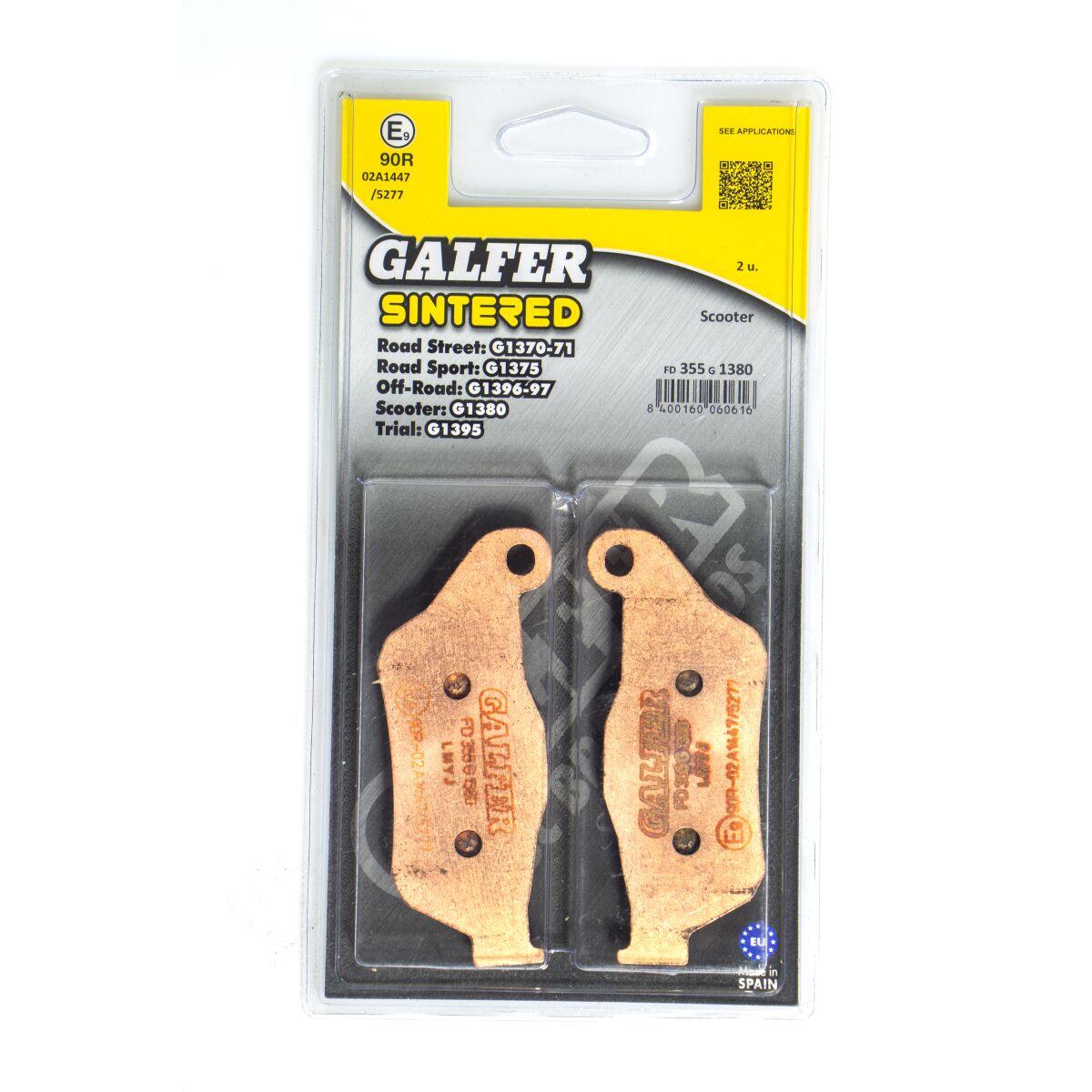 FD355G1380 - Galfer HH Sintered Scooter Brake Pads For MBK CityLiner 125 2009-2013 - Front