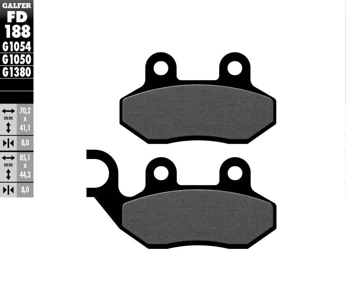 FD188G1050 - Galfer Organic Semi Metal Scooter Brake Pads For TGB 101R 50 2006-2011 - Front