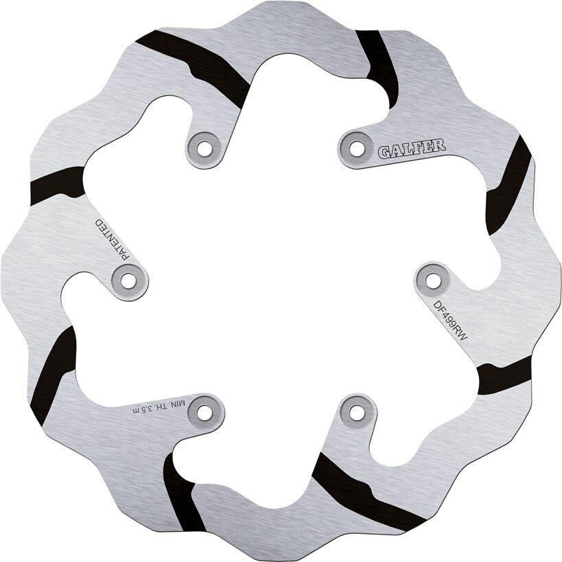 Galfer Black/Polished/Silver Df499rw - Df499rw - Fixed Wave Grooved Rear Brake Disc - Yamaha Yzf450 2003-2017