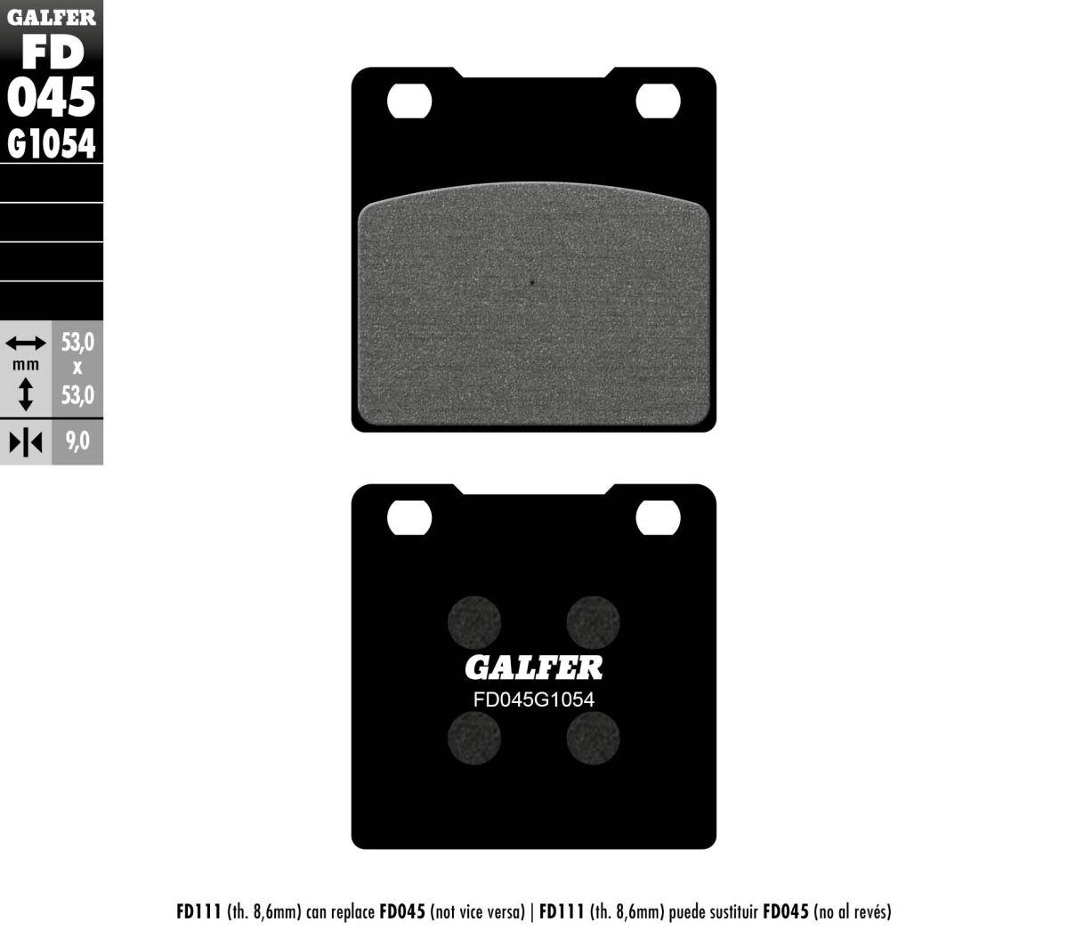 FD045G1054 - Galfer Semi Metallic Brake Pads For Honda CB 250 ND 1983 - Front