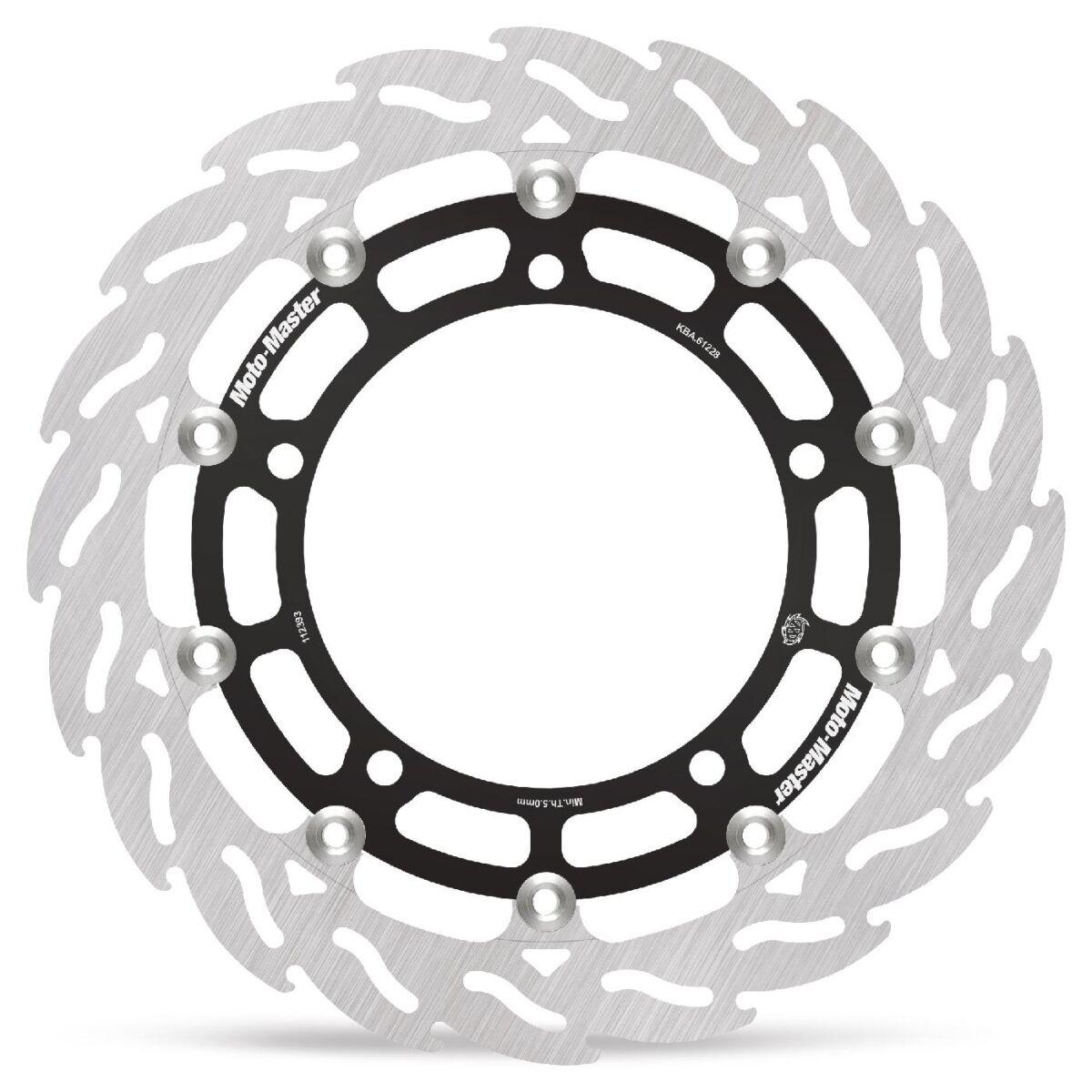 Moto Master Black/Silver 112393 - Flame Series Floating Brake Disc For Kawasaki H2 1000 2018-2020 - Front Right