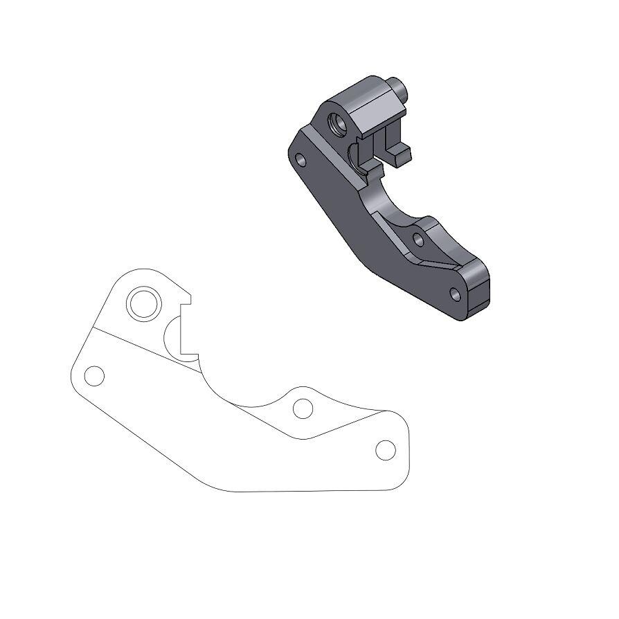 211049 - Moto Master Relocation Bracket for OEM Caliper For Yamaha WRF250 2005-2019 Front - Black