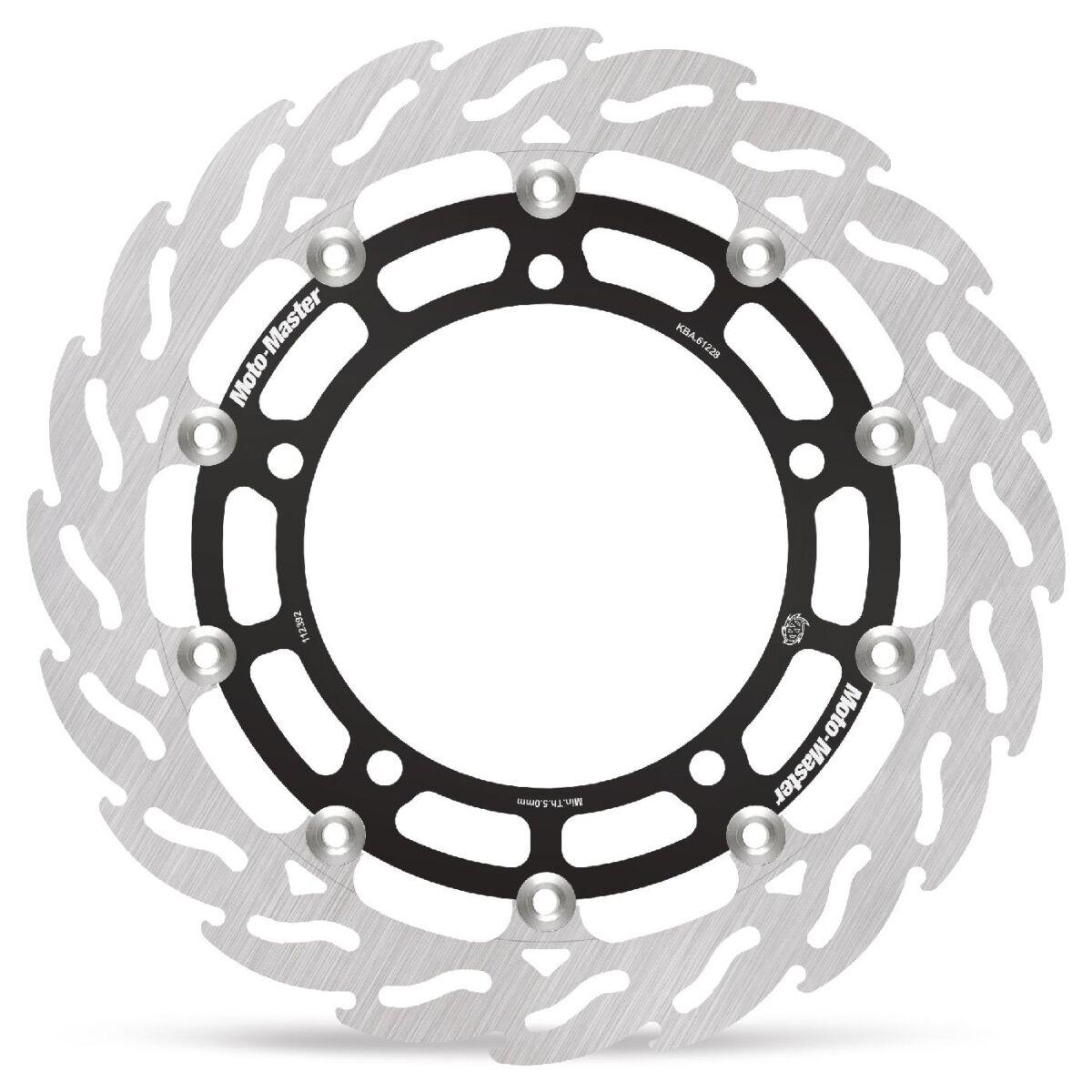 Moto Master Black/Silver 112392 - Flame Series Floating Brake Disc For Kawasaki H2 1000 2018-2020 - Front Left