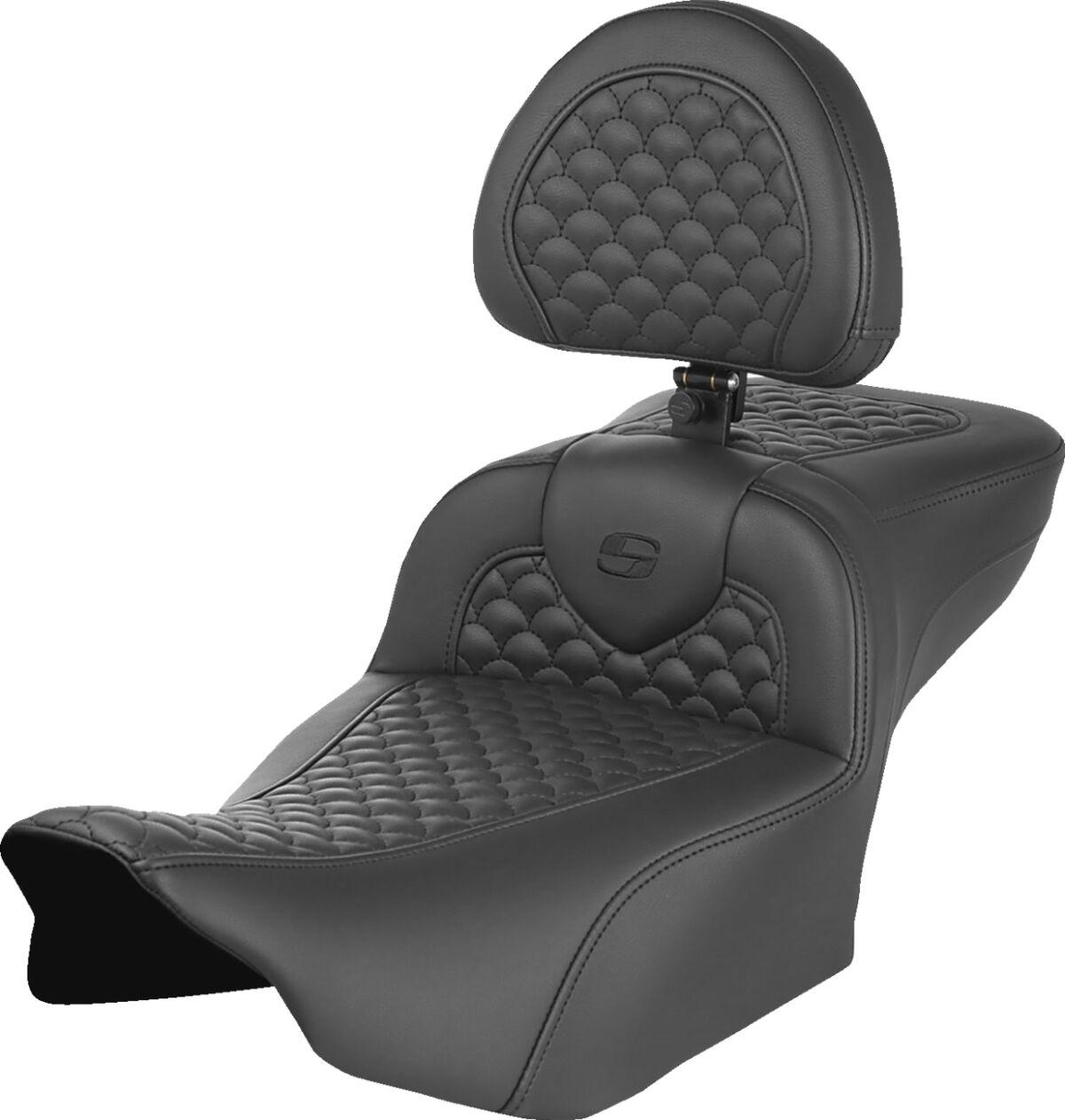 823-07-209B0 - Saddlemen Roadsofa Scallop Stitch Seat With Backrest For Harley Davidson FLHX 1923 2024-2026 - Black