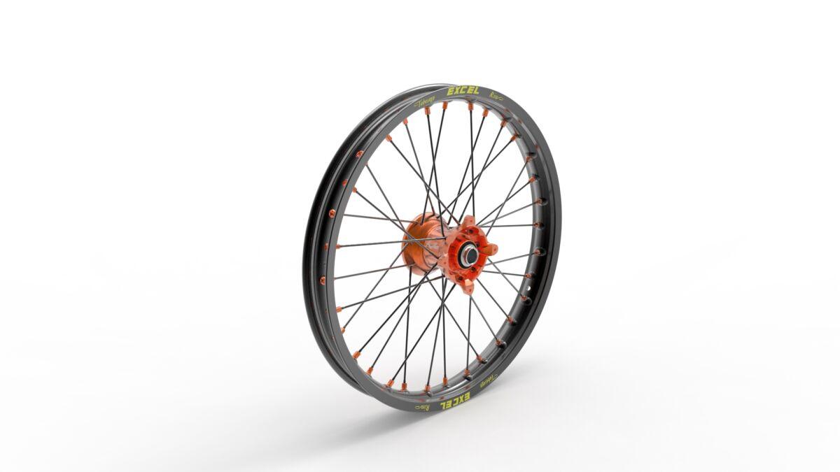 20.719.1.AR - Kite Elite MX 17" Front Wheel - KTM SX85 2012-2024 - Black/Orange Hub