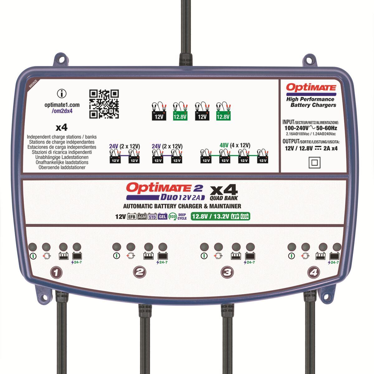 Tecmate Bronze/Green Tm574 - Optimate 2 Duo X 4 Bank Battery Charger