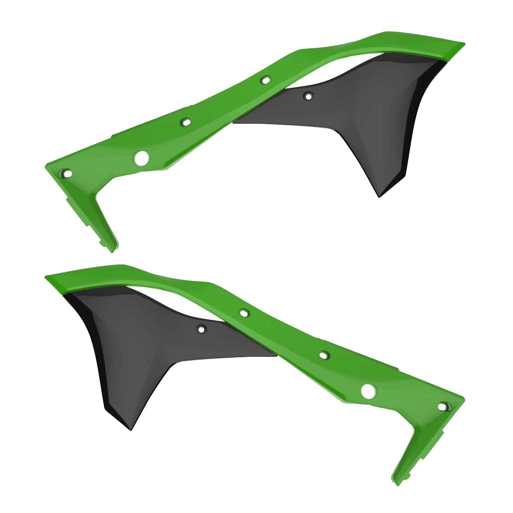 Polisport Green/Black Radiator Scoops - Kawasaki Kxf250 2017-20