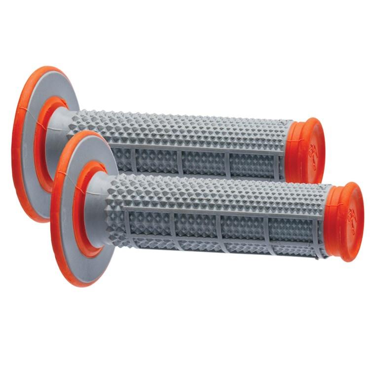 Renthal G164 MX Dual Compound Tapered 1/2 Waffle Grips - Grey/Orange