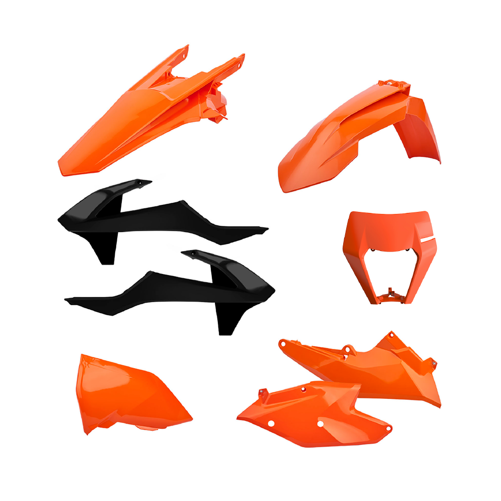Polisport Enduro Plastics Kit With Headlight Mask - KTM EXC/EXC-F 2017-19 - OEM (Orange/Black)