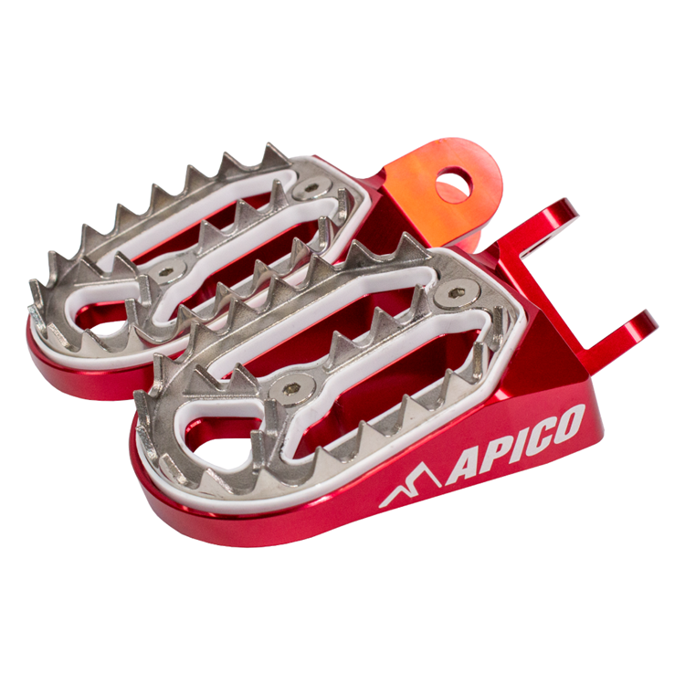 Apico Red Pro-Bite Foot Pegs - Honda Cr 80/85 1996-2007, Xr400r 1996-2004, Xr650l 1992-2022