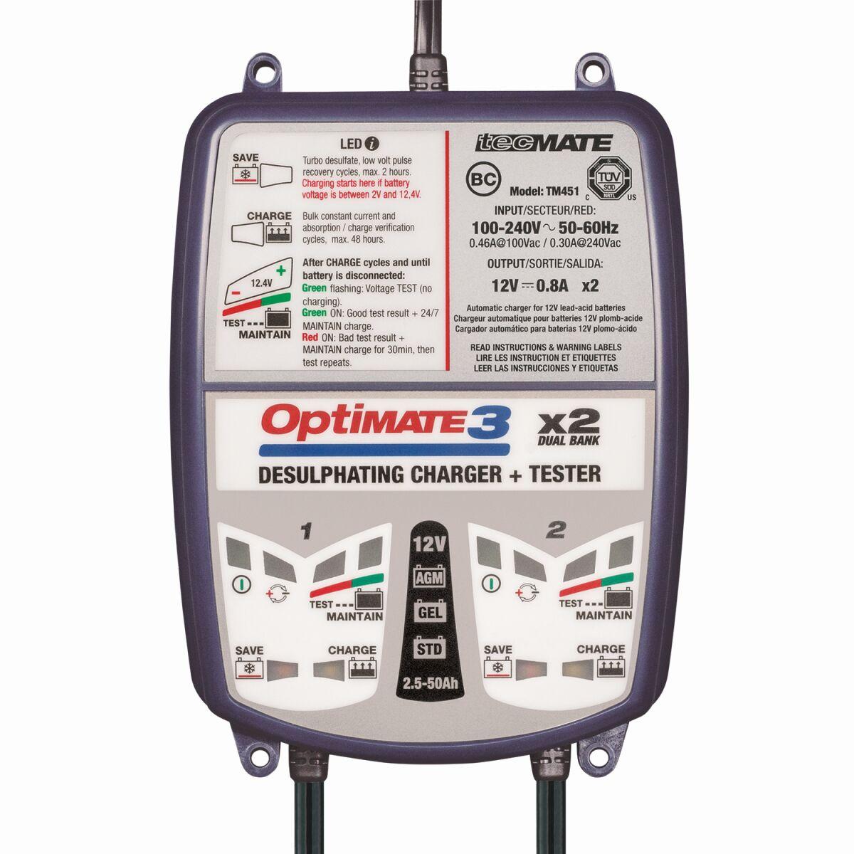 Tecmate Green Tm450 - Optimate 3 X 2 Bank Battery Charger