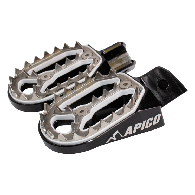 Apico Black Pro-Bite Foot Pegs - Yamaha Pw50 1981-2022, Pw80 1983-2006, Dt 125/175 1974-75