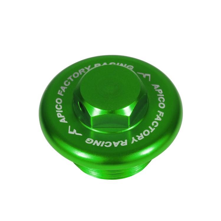 Apico Aluminium Oil Fill Plug - Honda/Kawasaki/Yamaha/Suzuki Up To 2017 - Green/ Short