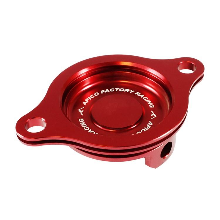 Apico Red Oil Filter Cover - Honda Crf450r 2002-08, Crf450x 2005-18